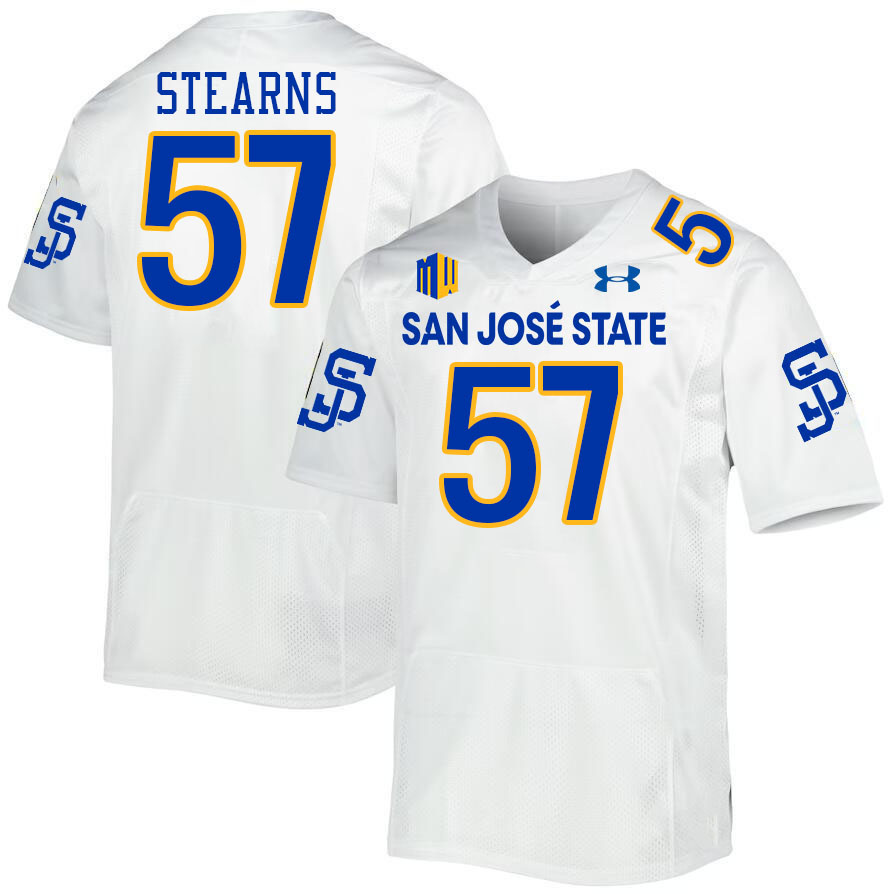 #57 Justin Stearns SJSU Jersey,San Jose State Spartans Football Jersey College Uniforms-White